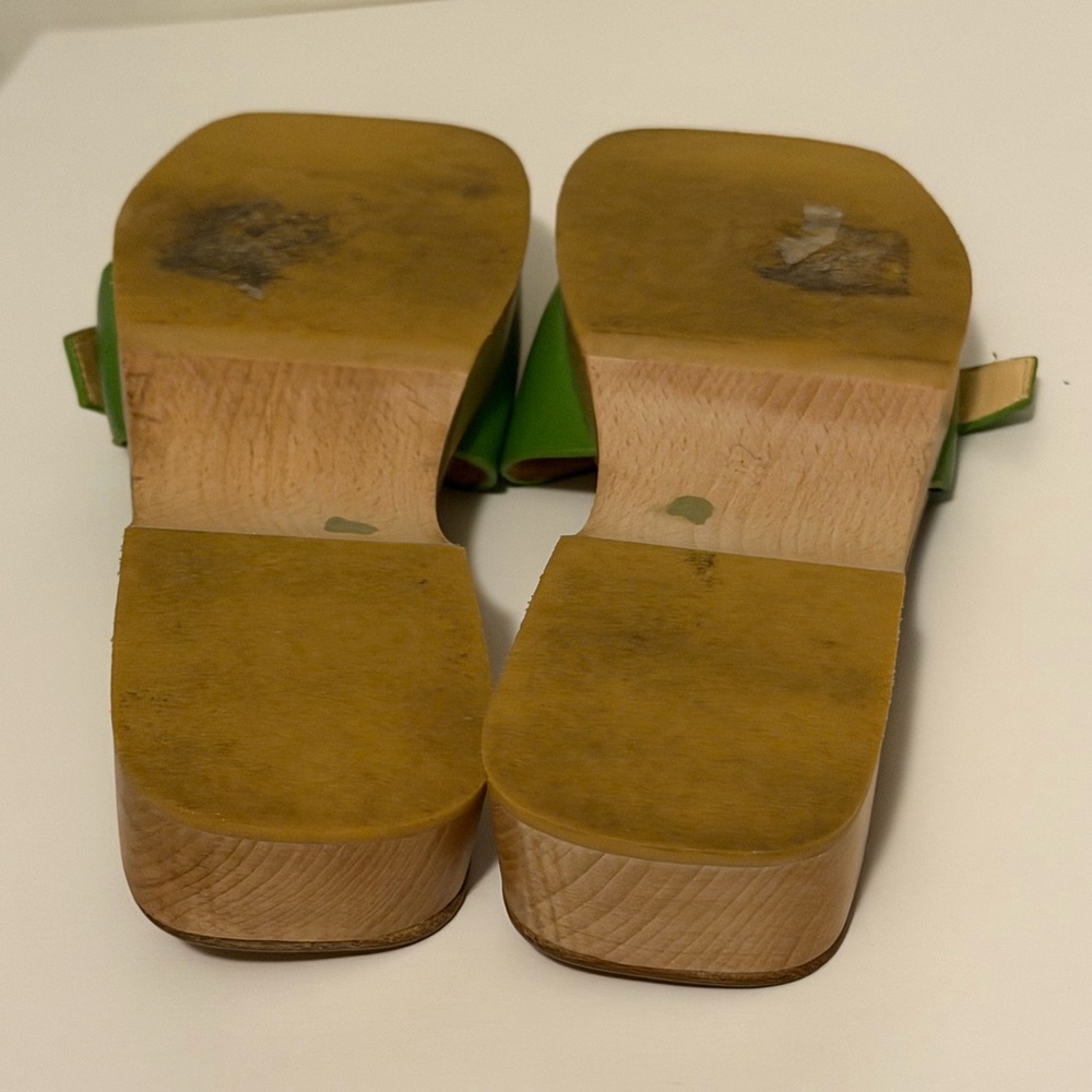 BY FAR Lime Green Leather Mules with Buckle - Picture 3 of 4